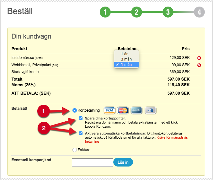 Spara kortuppgifter och aktivera automatiska kortbetalningar ...